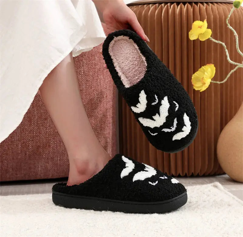 Funny Bat Slipper Halloween Pumpkin Flat Indoor House Shoes For Women Men Soft Plush Cozy Horror Fashion Halloween Gifts EX-STOCK Canada