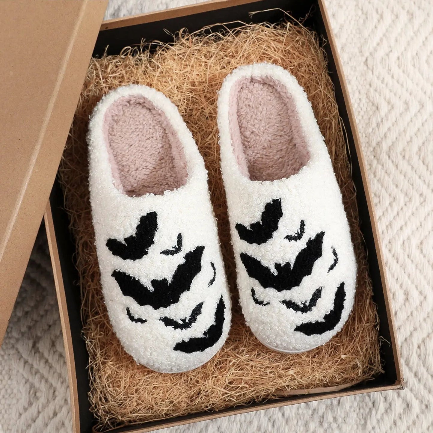 Funny Bat Slipper Halloween Pumpkin Flat Indoor House Shoes For Women Men Soft Plush Cozy Horror Fashion Halloween Gifts EX-STOCK Canada