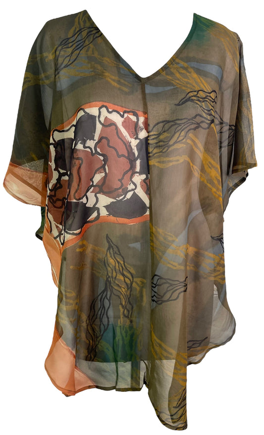 PRG6317 Sheer Avatar Pure Silk Waterfall Top - Velora