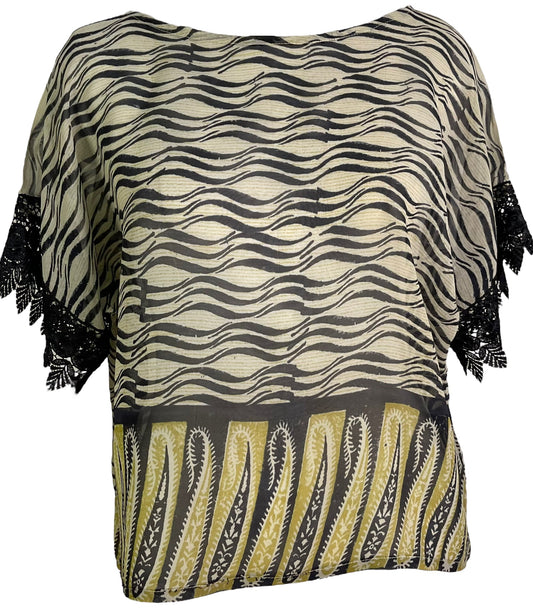 PRG6293 Sheer Avatar Pure Silk Boxy Top - Velora