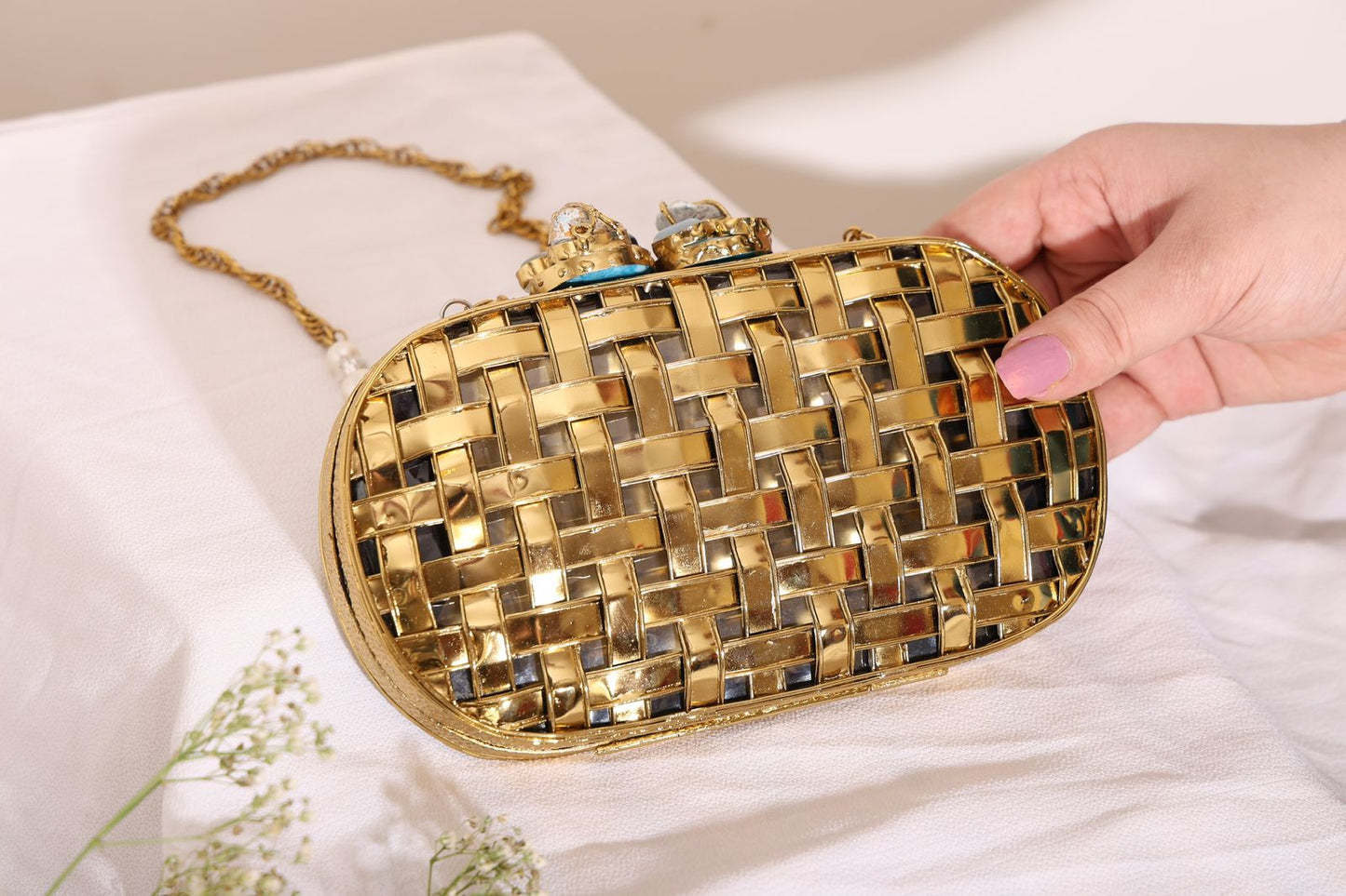 GRACE gold clutch bag - Velora Luxury Fashion