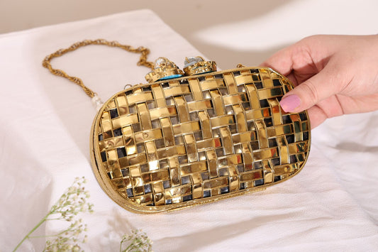 GRACE gold clutch bag - Velora Luxury Fashion