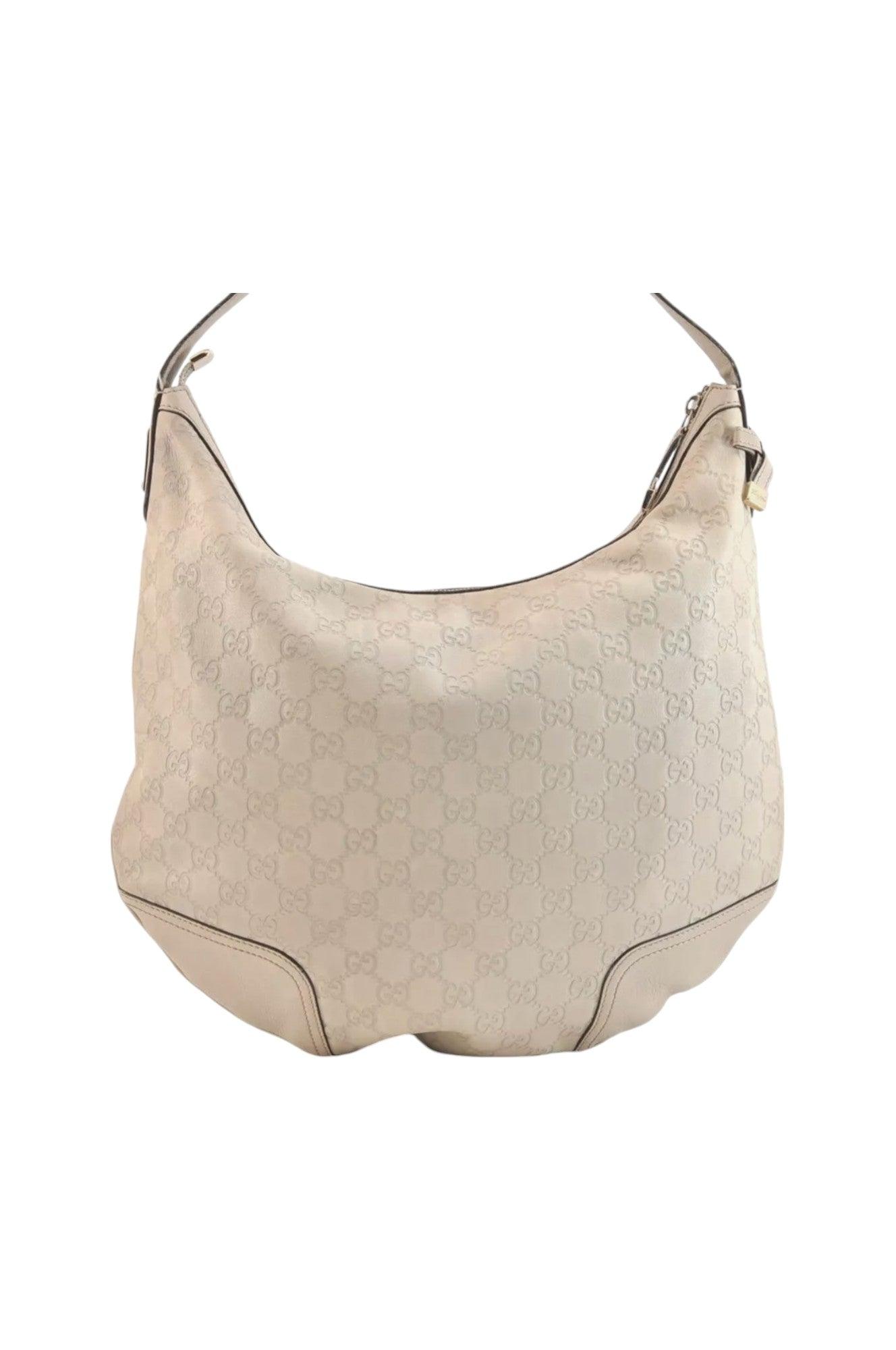 GUCCI Princy Guccissima GG Leather Shoulder Bag 162882 White 7406K - Velora Luxury Fashion