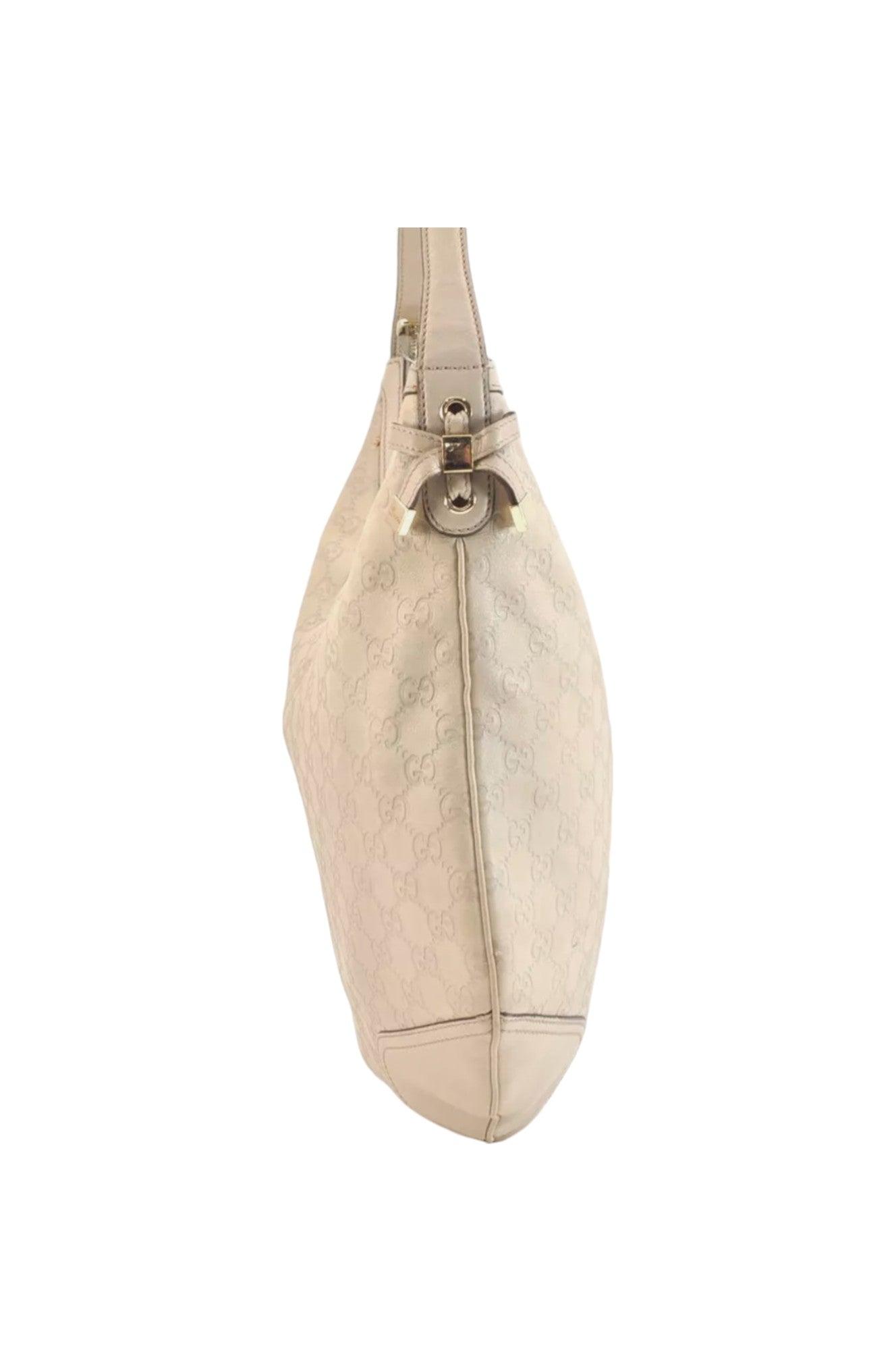 GUCCI Princy Guccissima GG Leather Shoulder Bag 162882 White 7406K - Velora Luxury Fashion