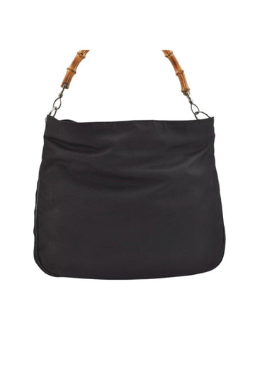 GUCCI Vintage Bamboo Shoulder Tote Bag Nylon Leather Black 7752K - Velora Luxury Fashion