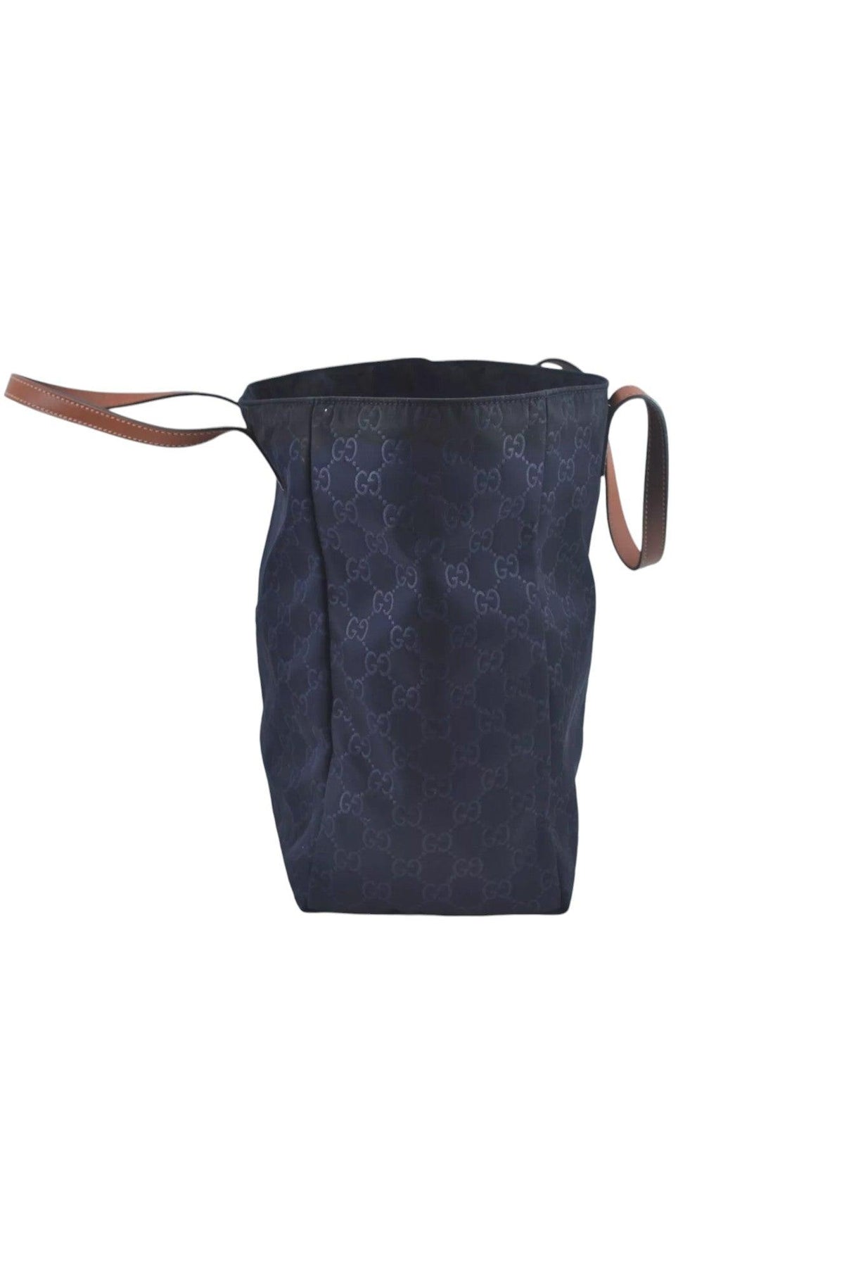 GUCCI Vintage Hand Tote Bag GG Nylon Leather Navy Blue L0937 - Velora Luxury Fashion