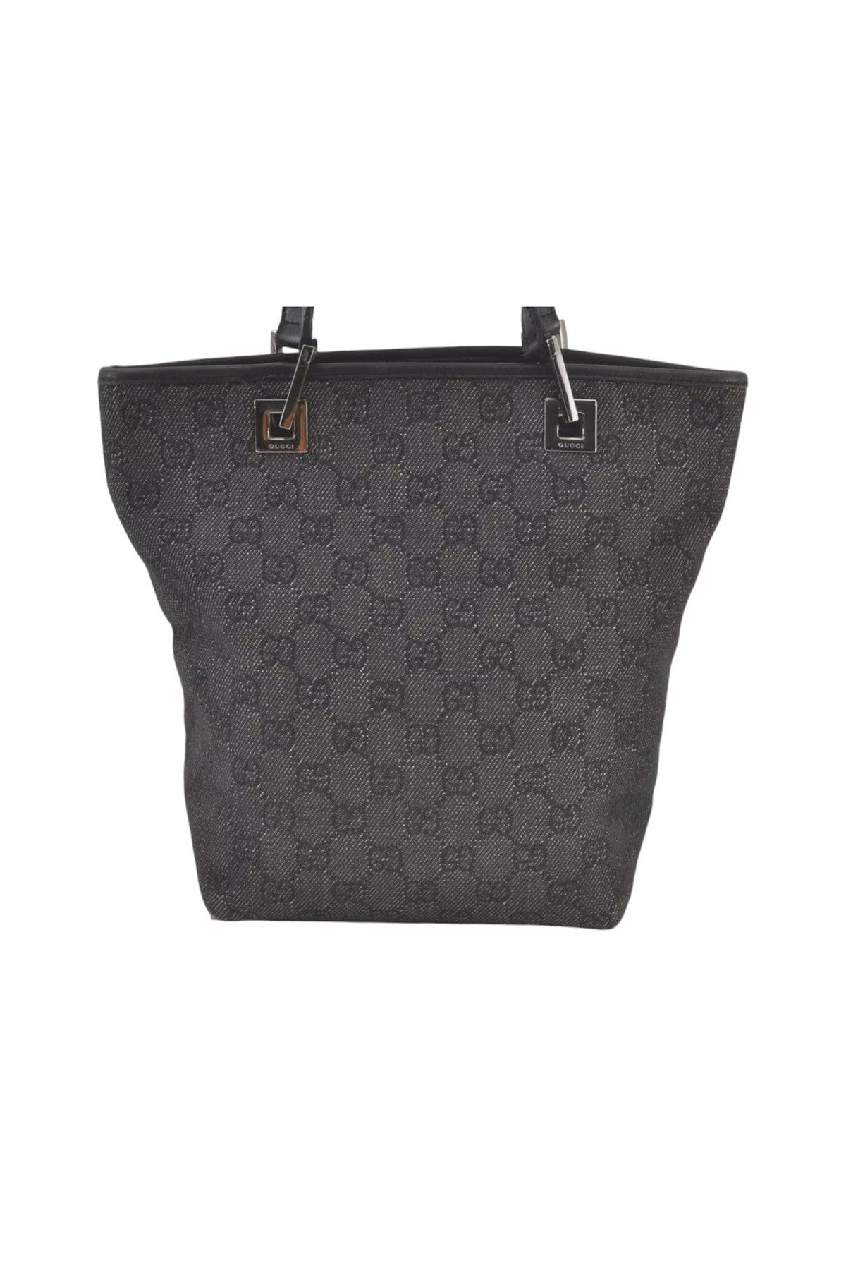 GUCCI Vintage Shoulder Tote Bag GG Canvas Leather 31244 Black 7900K - Velora Luxury Fashion