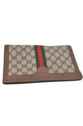 GUCCI Web Sherry Line Clutch Hand Bag Purse GG PVC Leather Brown 8044K - Velora Luxury Fashion