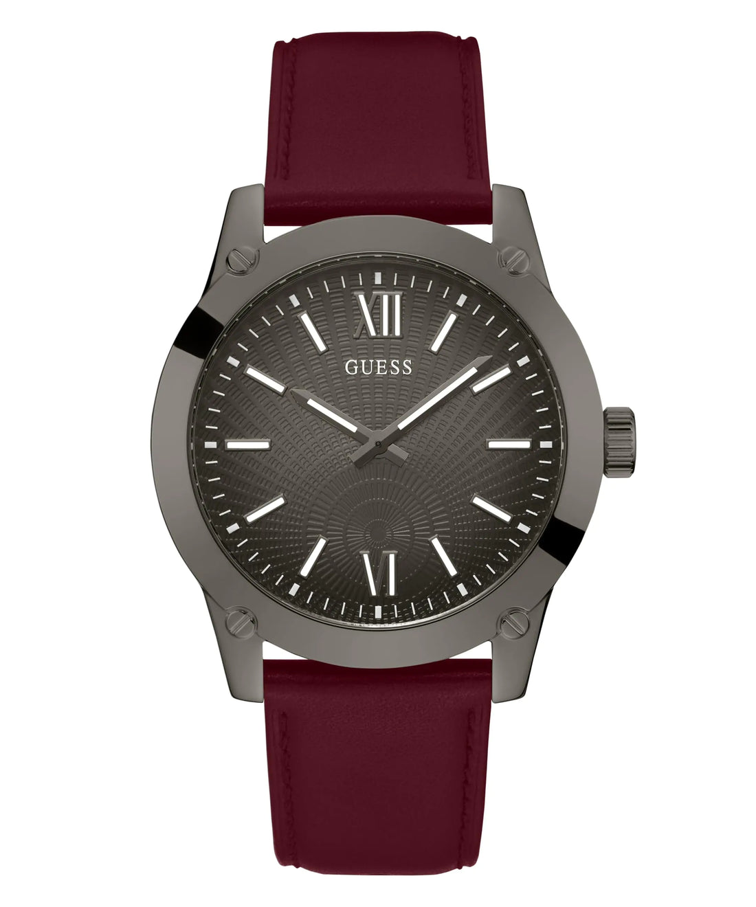 GUESS 44mm Gunmetal & Red Men's Watch - Velora Luxury Fashion