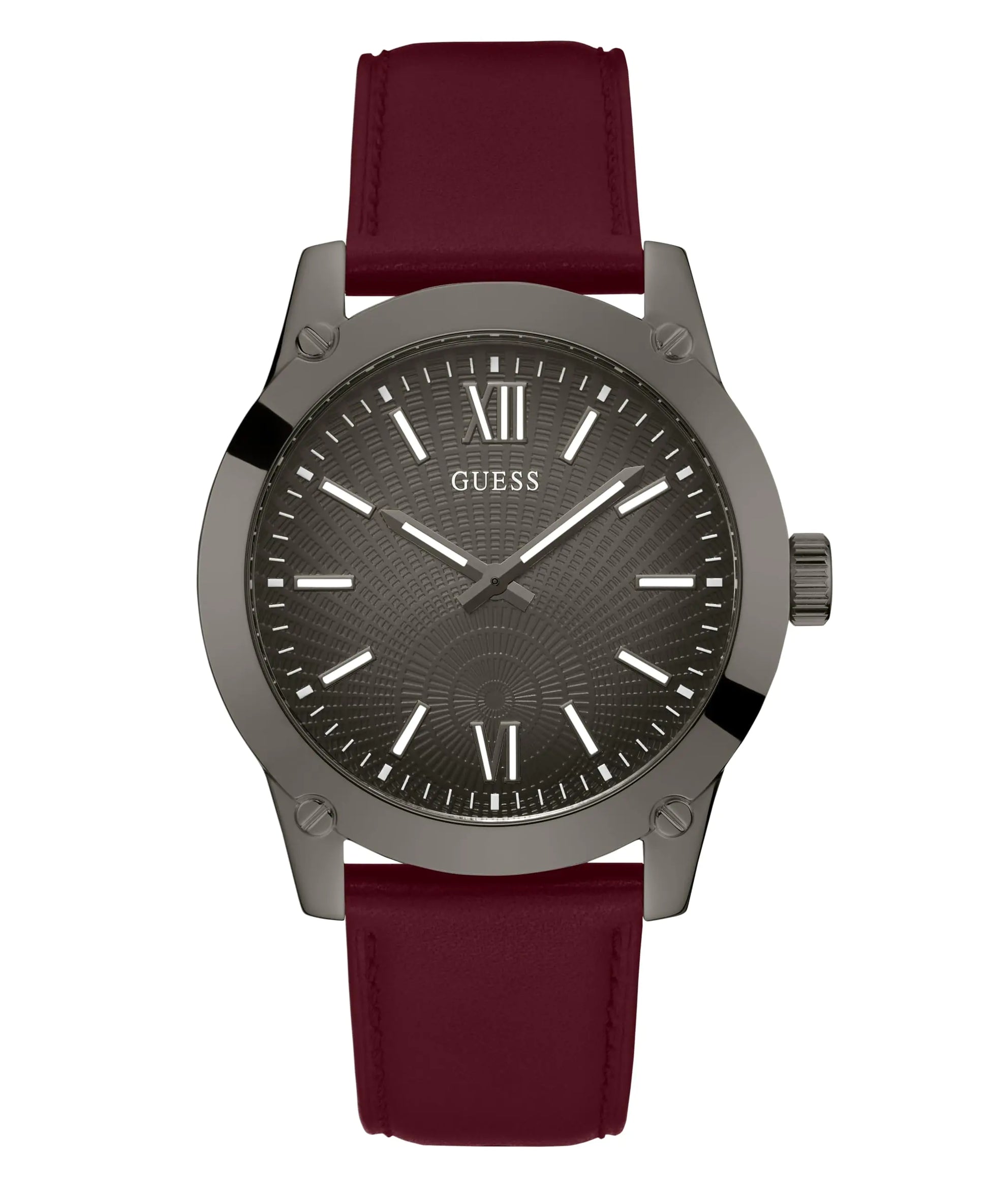 GUESS 44mm Gunmetal & Red Men's Watch - Velora Luxury Fashion