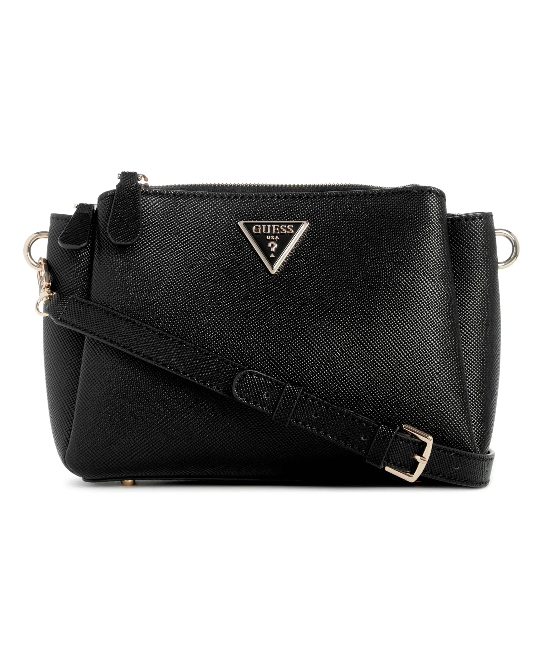 GUESS Noelle Triple Compartment Crossbody Black - Velora Luxury Fashion
