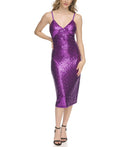 GUESS Womens Sequin Sleeveless Stretch Dress Purple - Velora Luxury Fashion