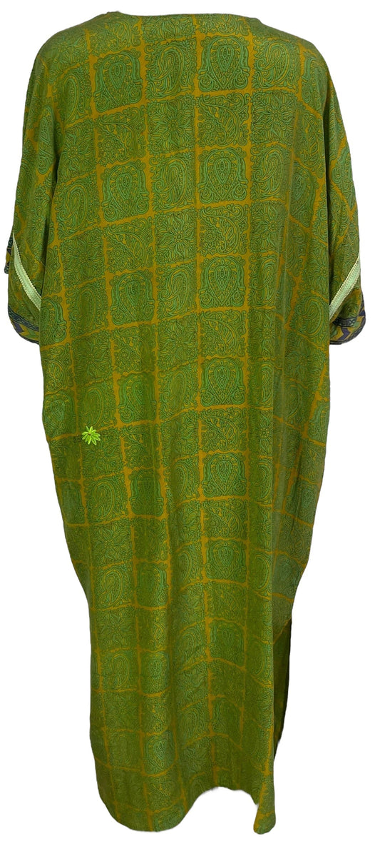 PRC6770 Avatar Long Pure Silk Kimono Sleeved Duster with Belt - Velora