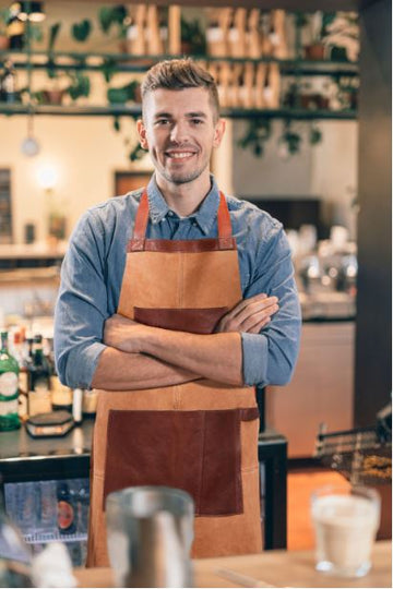 Genuine Leather Suede Apron -  Saddle Brown - Velora Luxury Fashion