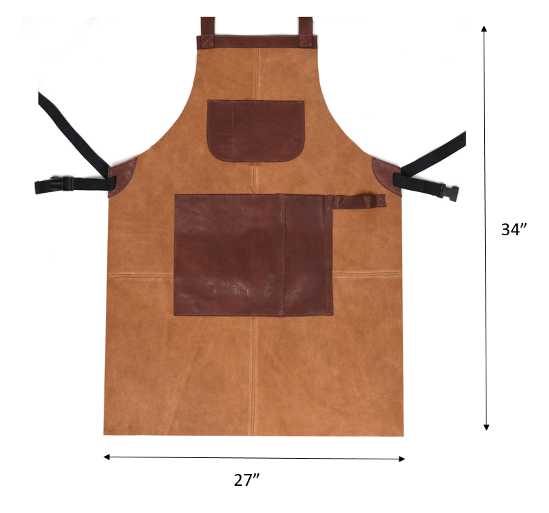 Genuine Leather Suede Apron -  Saddle Brown - Velora Luxury Fashion