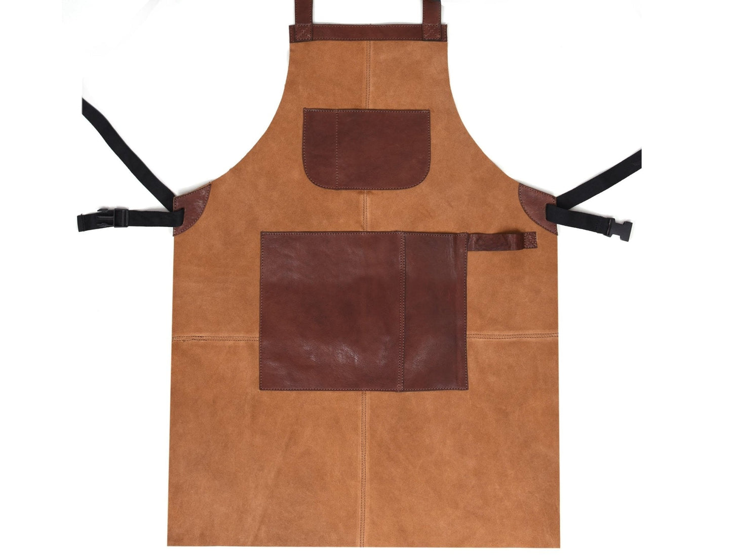 Genuine Leather Suede Apron -  Saddle Brown - Velora Luxury Fashion