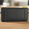 Genuine Leather Wallet with Studded Accent - Velora Luxury Fashion