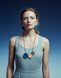 Three Circle Necklace in Denim Blue, Dusty Pink & Grey - Velora Luxury Fashion