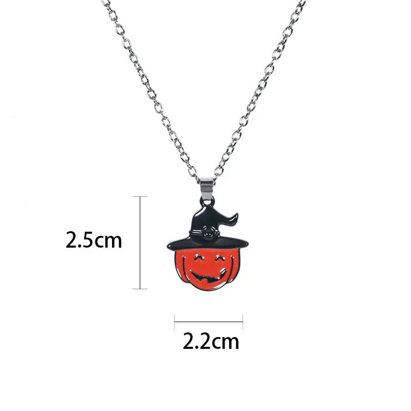 Ghost Festival Ghost Skull Bat Pumpkin Head Pendant Necklace - Velora