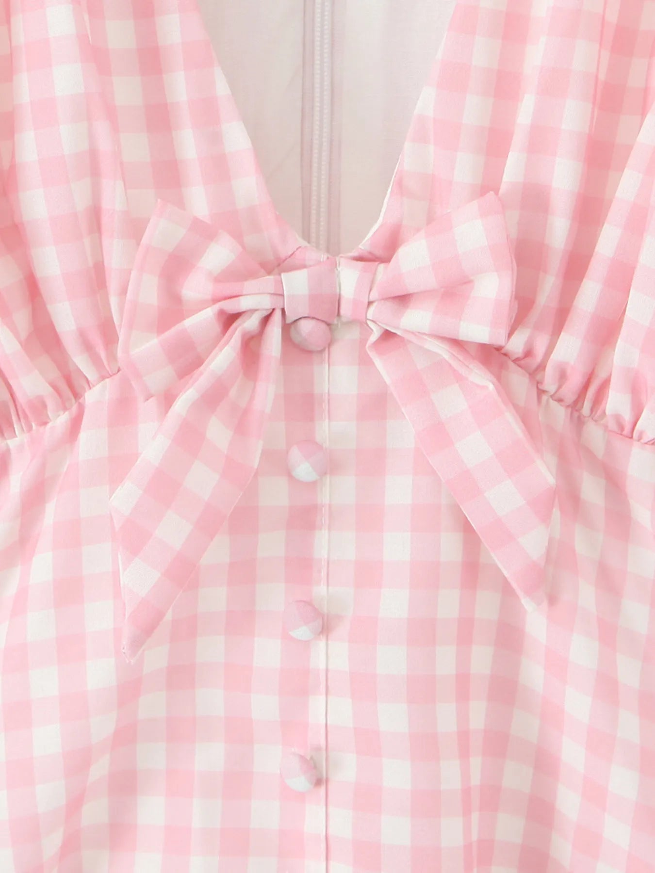 Gingham Ruffle Mini Dress with Lace Trim - Velora Luxury Fashion