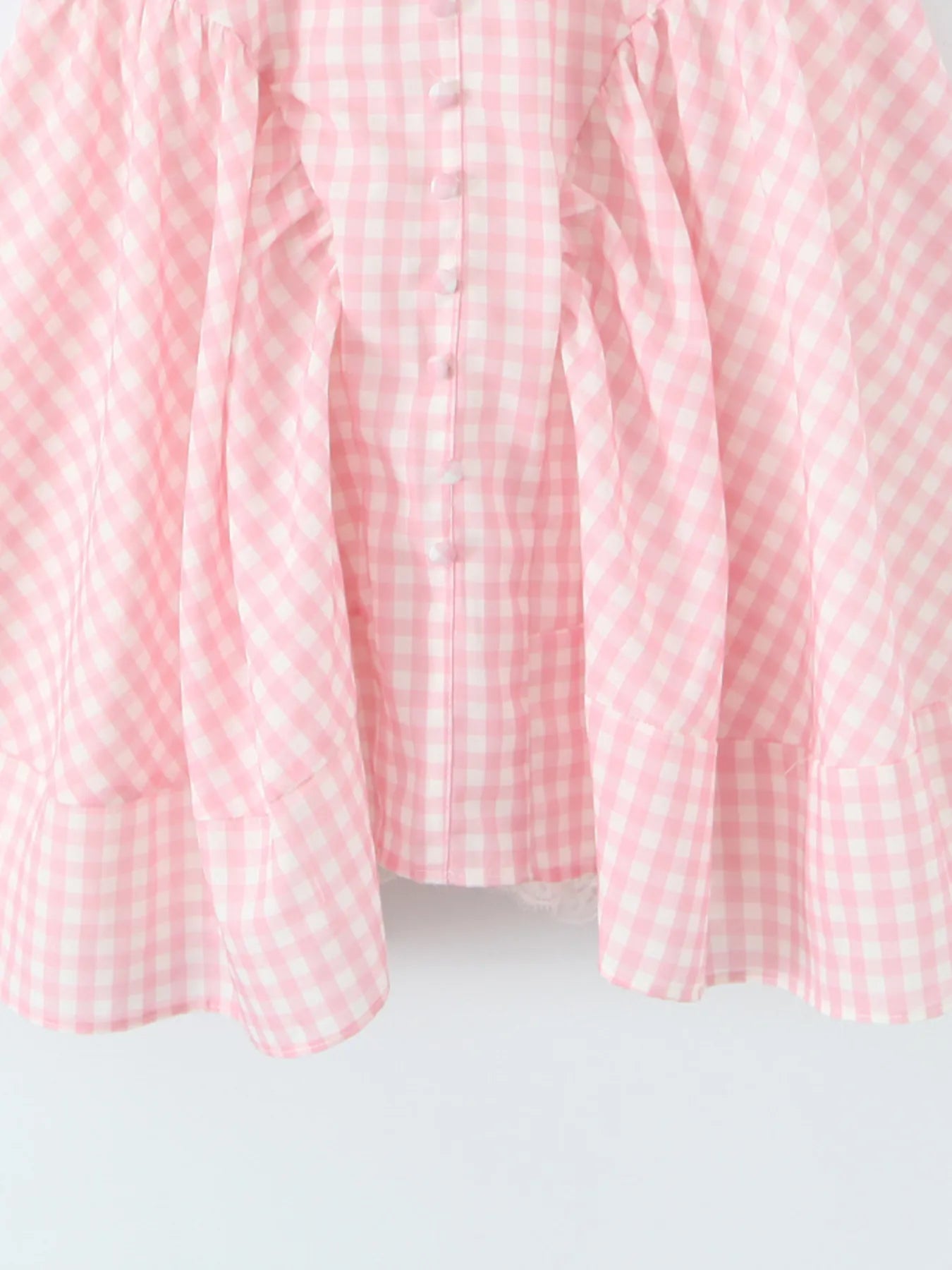 Gingham Ruffle Mini Dress with Lace Trim - Velora Luxury Fashion