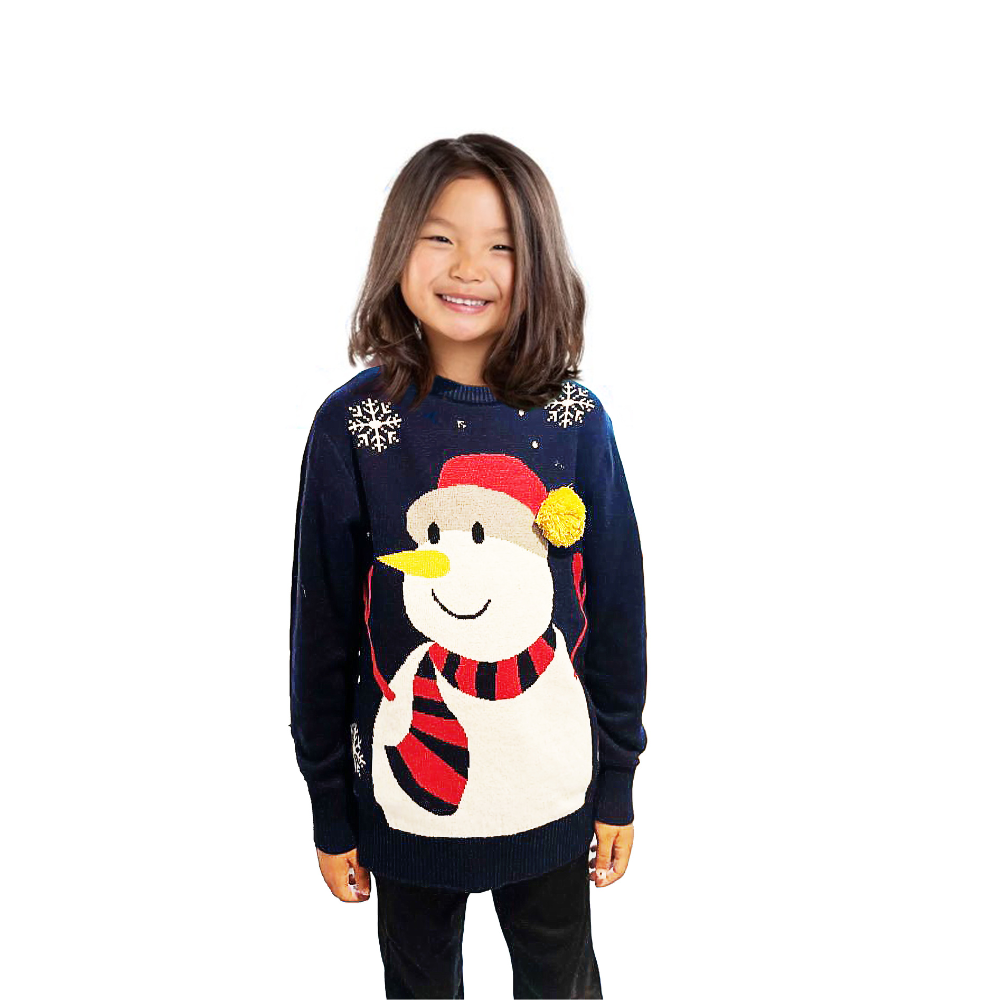 Girl Snowman Sweater With a Pompom - Velora Luxury Fashion