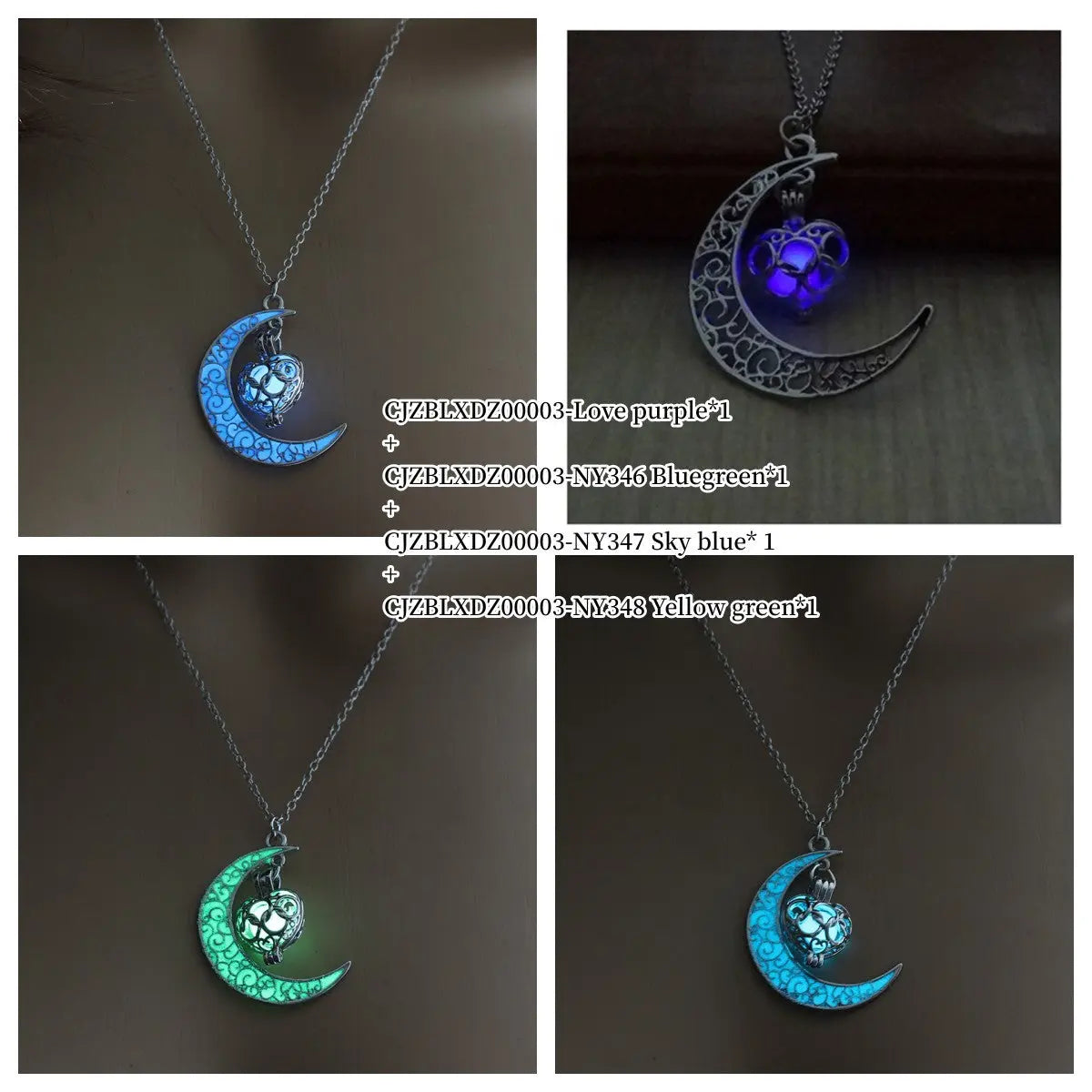 Glowing Pendant Necklaces Silver Plated Chain Necklaces - Velora