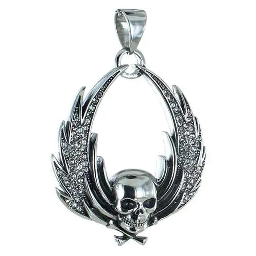 GoSteel Skull & Wings Pendant - Velora Luxury Fashion