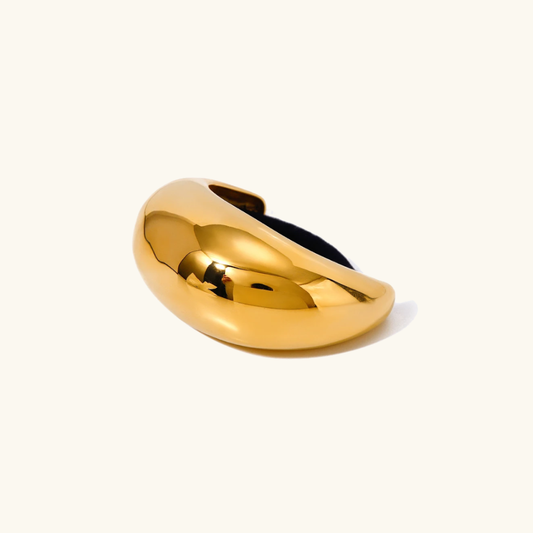Gold Dome Ponytail Cuff - Hypoallergenic Stainless Steel-Plated Hair Accessory with Stretchy Band for Secure Fit - Velora