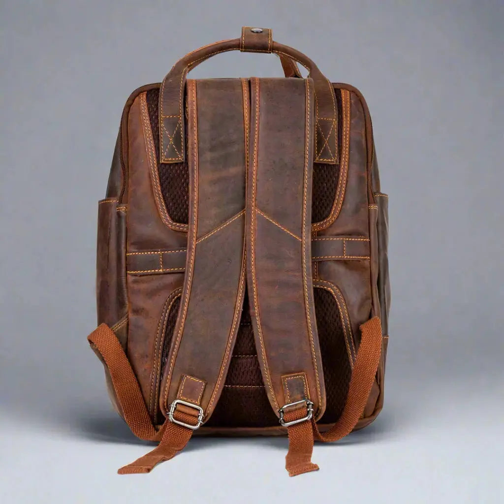 Greenwood Leather Backpack with Reinforced Laptop and Tablet Compartments - Velora Luxury Fashion