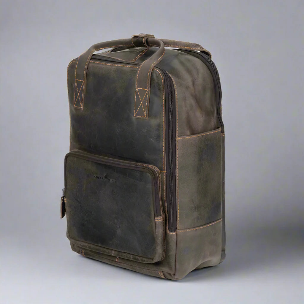 Greenwood Leather Backpack with Reinforced Laptop and Tablet Compartments - Velora Luxury Fashion