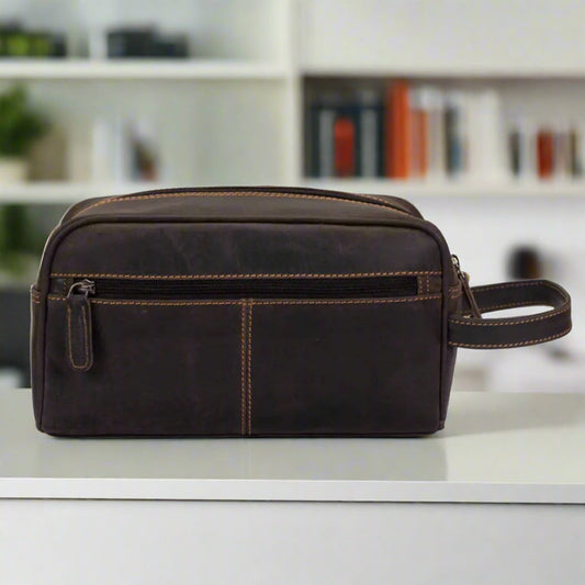 Greenwood Leather Geelong Toiletry Bag - Velora Luxury Fashion