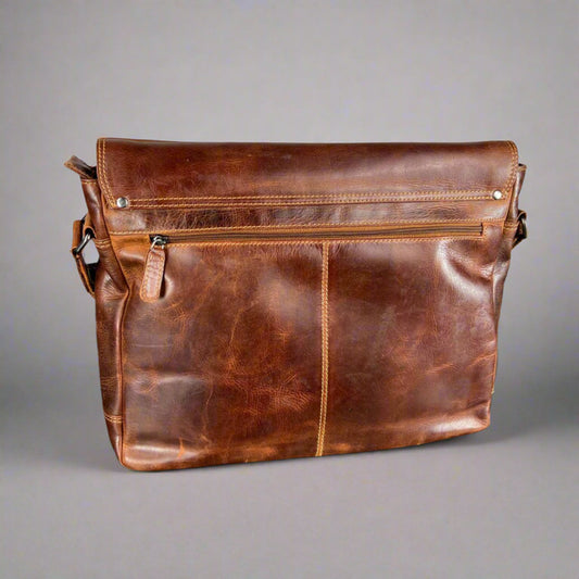 Greenwood Leather Laptop Bag. Premium Waxed Full-Grain Leather Briefcase for 16" Laptops - Velora Luxury Fashion