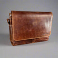 Greenwood Leather Laptop Bag. Premium Waxed Full-Grain Leather Briefcase for 16