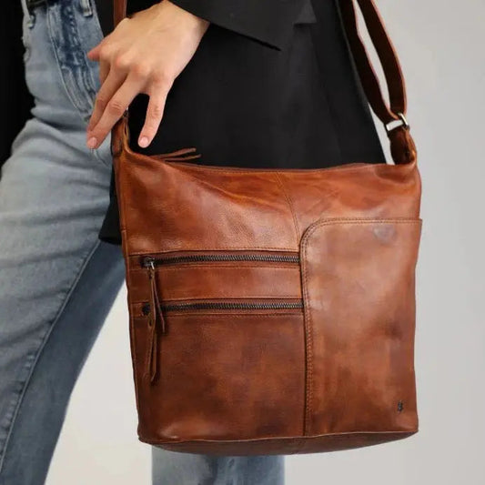 Greenwood Leather Shoulder Bag with 2 Zip Pockets Boutique of Leathers/Open Road