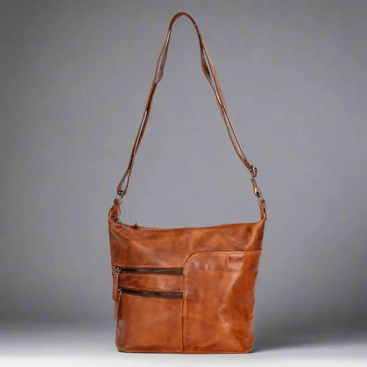 Greenwood Leather Shoulder Bag with 2 Zip Pockets Boutique of Leathers/Open Road
