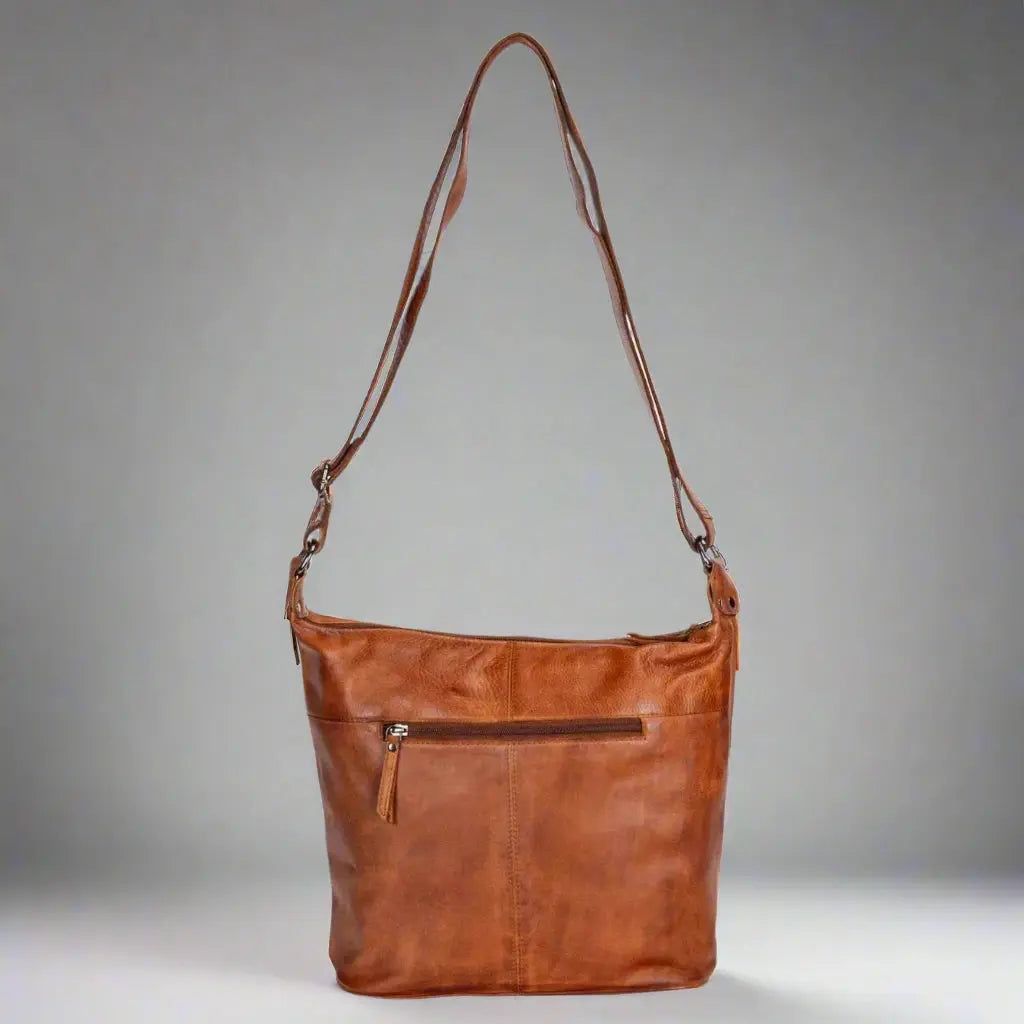 Greenwood Leather Shoulder Bag with 2 Zip Pockets Boutique of Leathers/Open Road