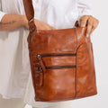 Greenwood Leather Shoulder Bag with 2 Zip Pockets - Velora Luxury Fashion