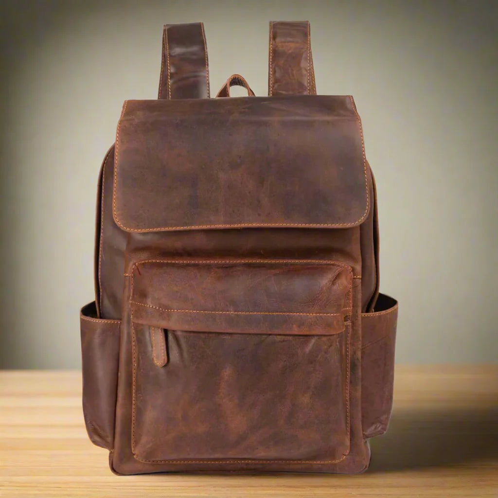 Greenwood Leather Vintage Laptop Backpack - Velora Luxury Fashion