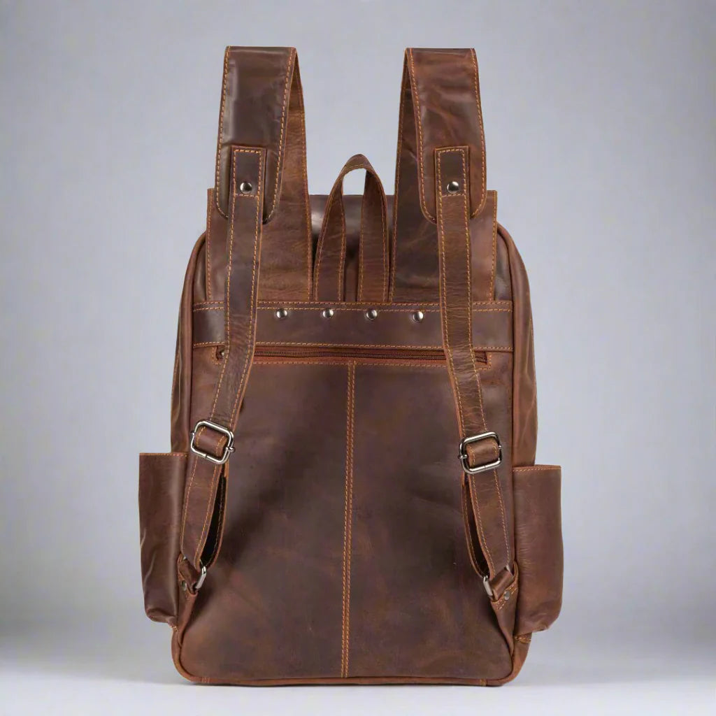 Greenwood Leather Vintage Laptop Backpack - Velora Luxury Fashion