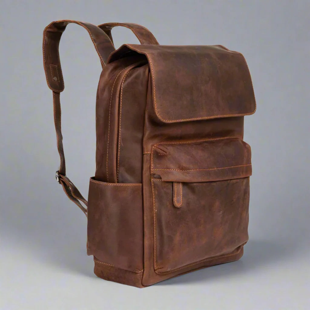 Greenwood Leather Vintage Laptop Backpack - Velora Luxury Fashion
