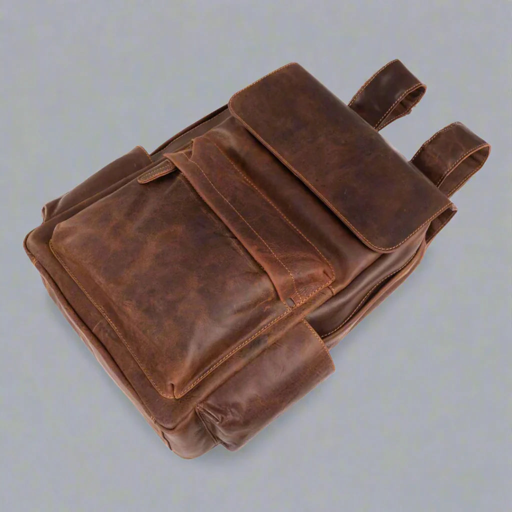 Greenwood Leather Vintage Laptop Backpack - Velora Luxury Fashion