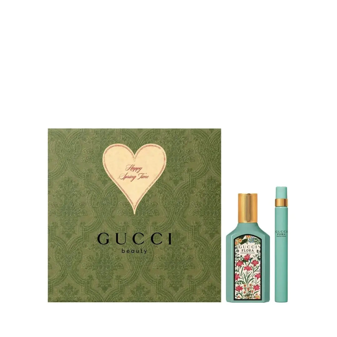 Gucci Flora Gorgeous Jasmine Gift Set 50 ml EDP Spray + 10 ml EDP Mini Spray - Hard Box - Velora Luxury Fashion