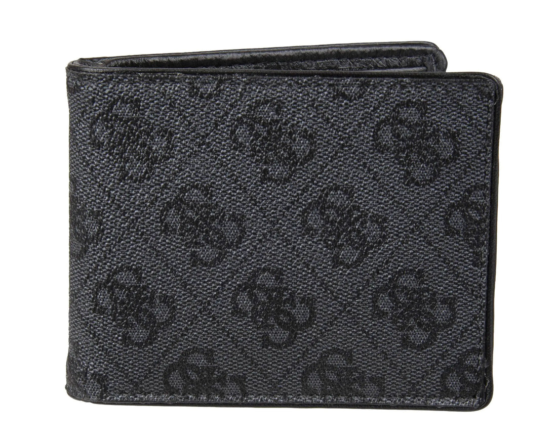 Guess Mens Leather Slim Bifold Wallet Charcoal/Black One Size - Velora Luxury Fashion