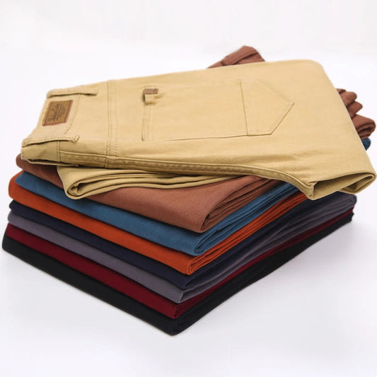 Classic Multiple Colour Men's Khaki Casual Pants New Business Fashion Office Leisure Comfortable Cotton Stretchy Slim Trousers - Velora