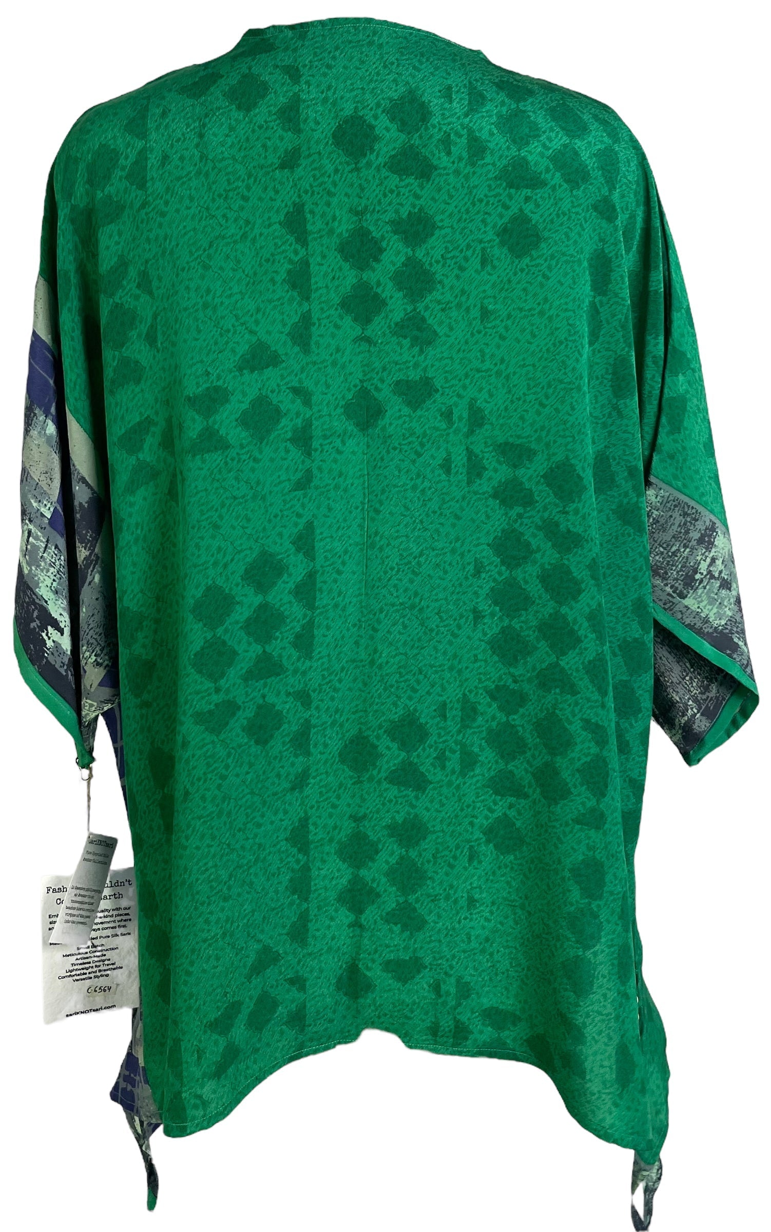 PRC6564 Avatar Pure Silk Long Tunic with Side Ties - Velora