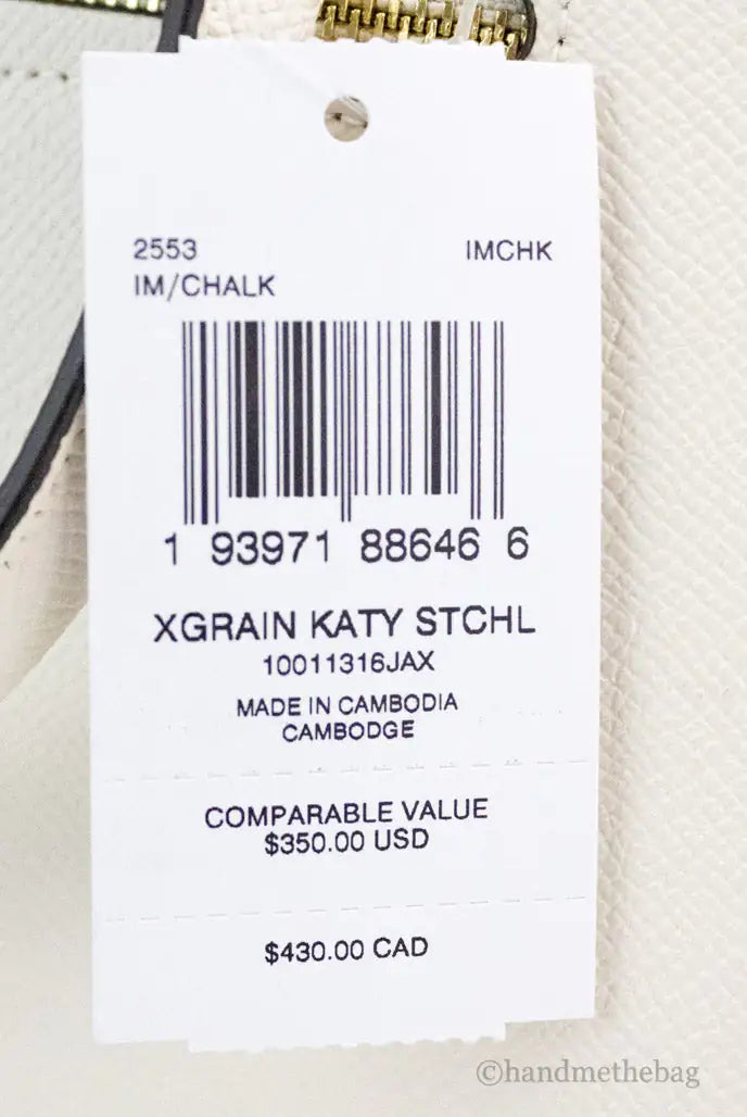 Coach (2553) Katy Medium Chalk Crossgrain Leather Satchel Dome Handbag
