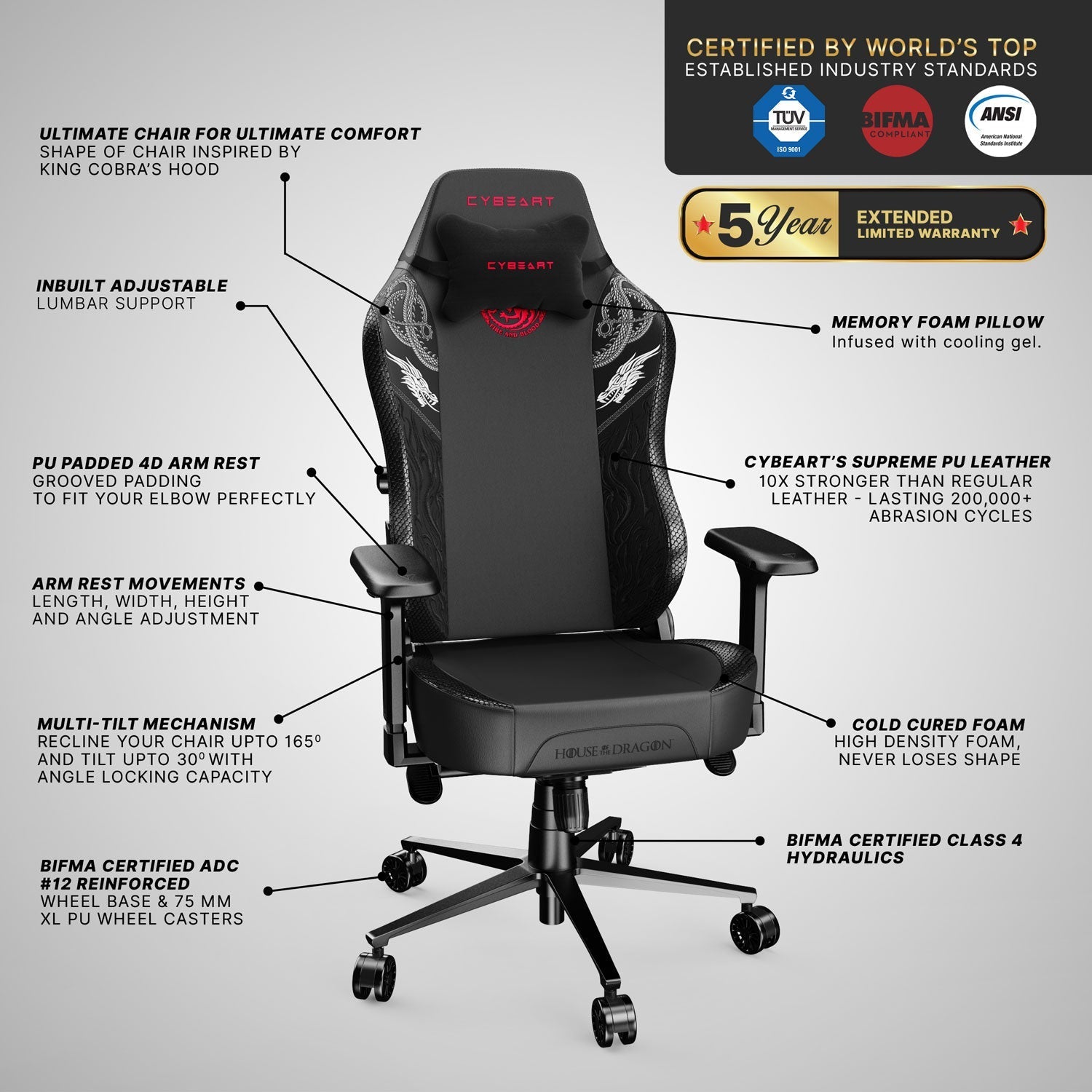 House Targaryen Gaming Chair - Velora