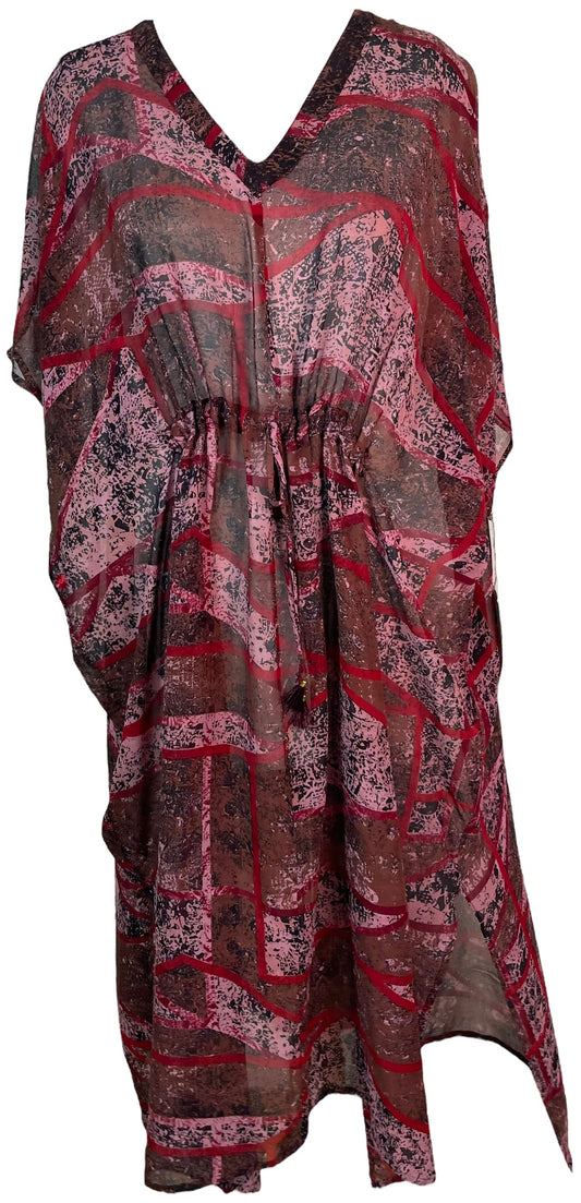 PRG6357 Sheer Avatar Pure Silk Maxi Kaftan - Velora