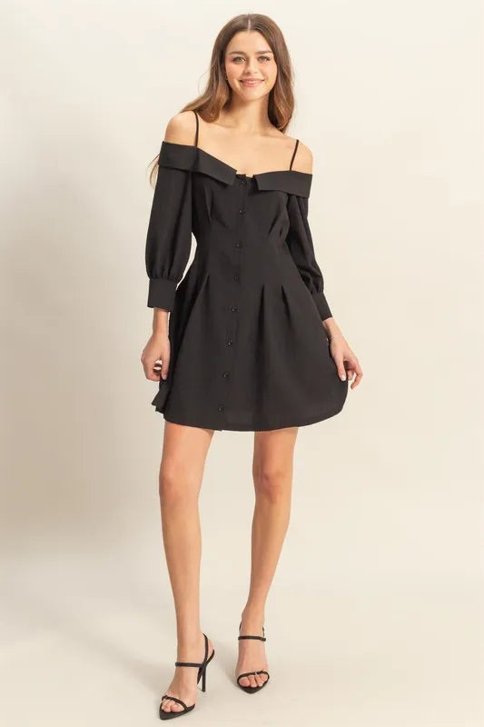 HYFVE Button Down Spaghetti Strap Mini Dress with Pockets - Velora Luxury Fashion